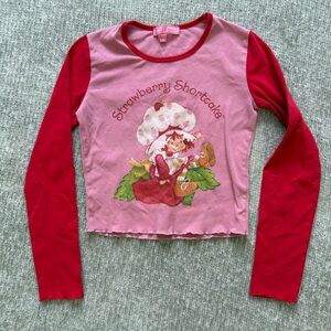 Dolls Kill X Strawberry Shortcake Graphic Baby Tee Pink Y2K Crop Top XS